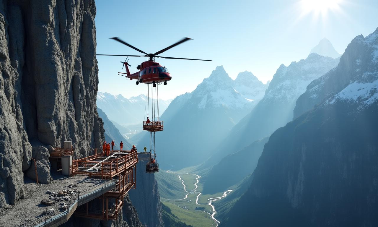 Cantiere in alta quota con elicottero